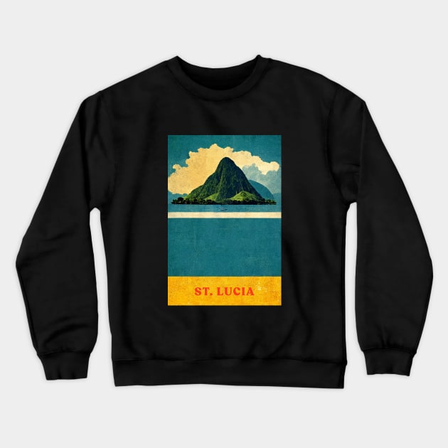 St. Lucia Crewneck Sweatshirt by Retro Travel Design